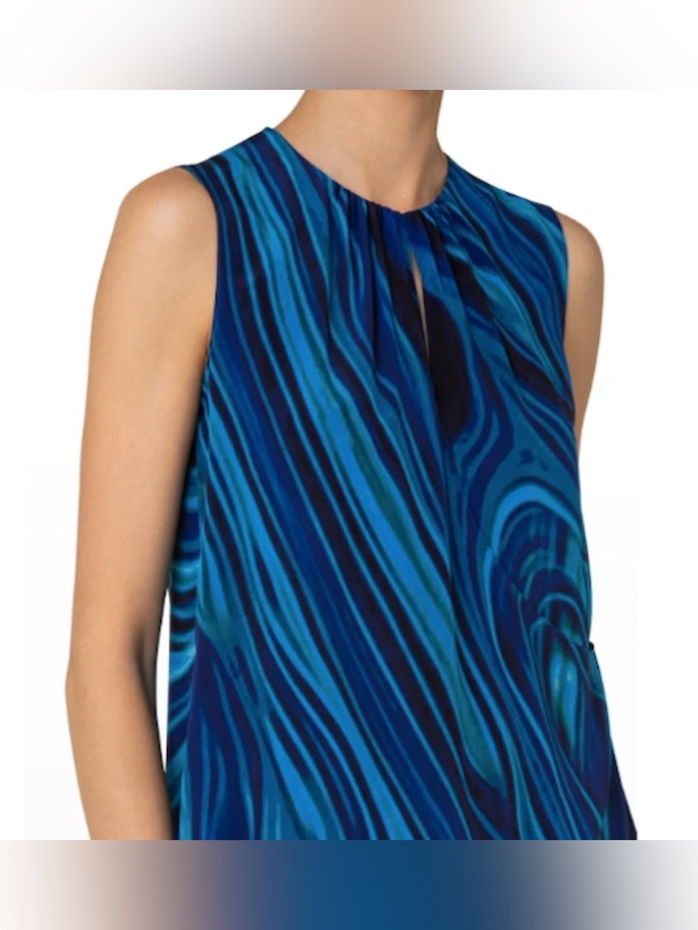 Size 4 AKRIS Punto Earth Print Sleeveless Silk Blouse NWT RT $595.00
